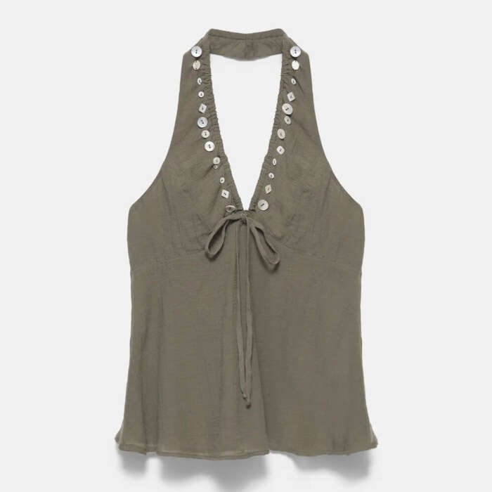 Halter neck top with buttons